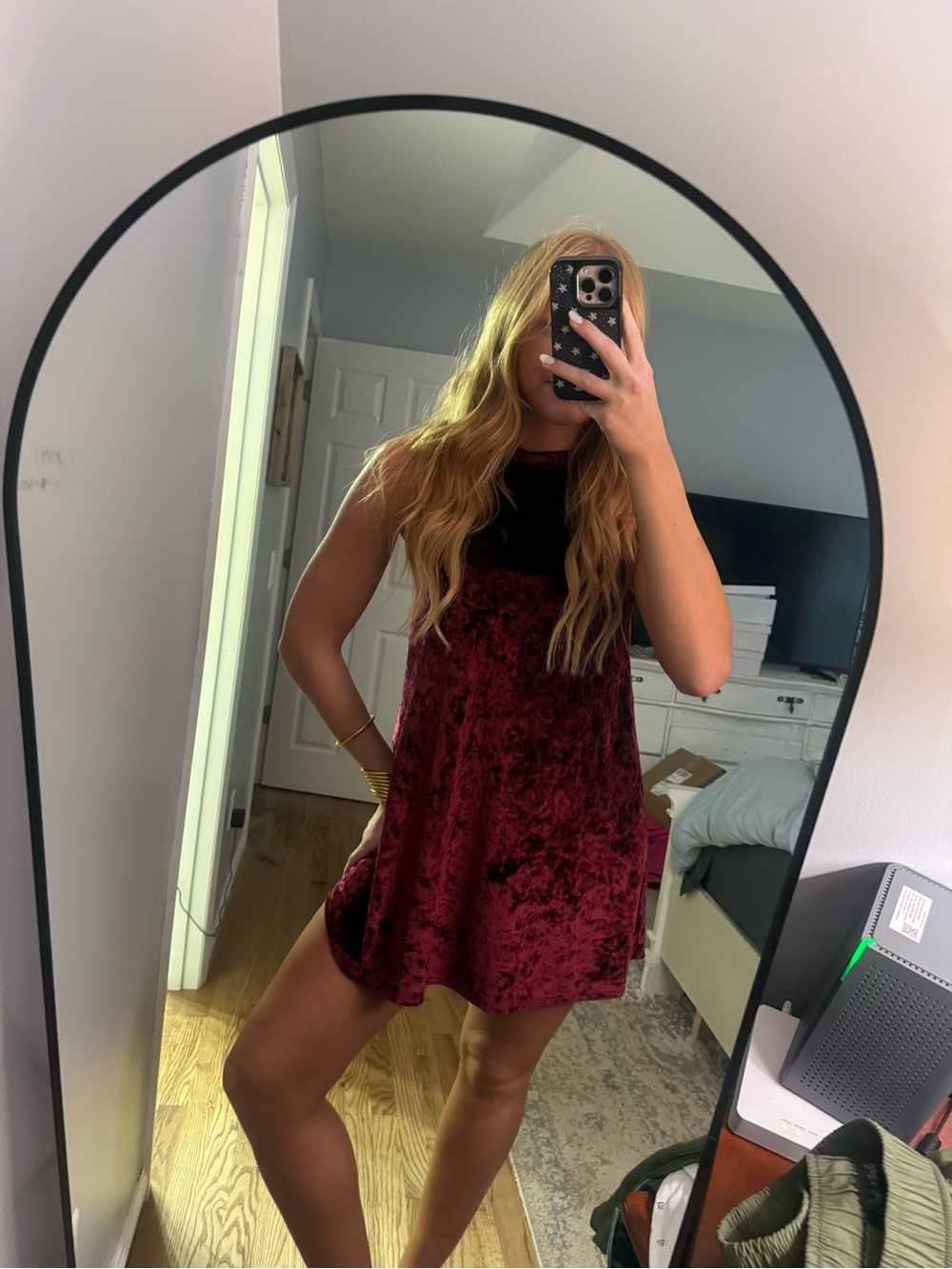 Velvet Burgundy Mini Dress - Ana